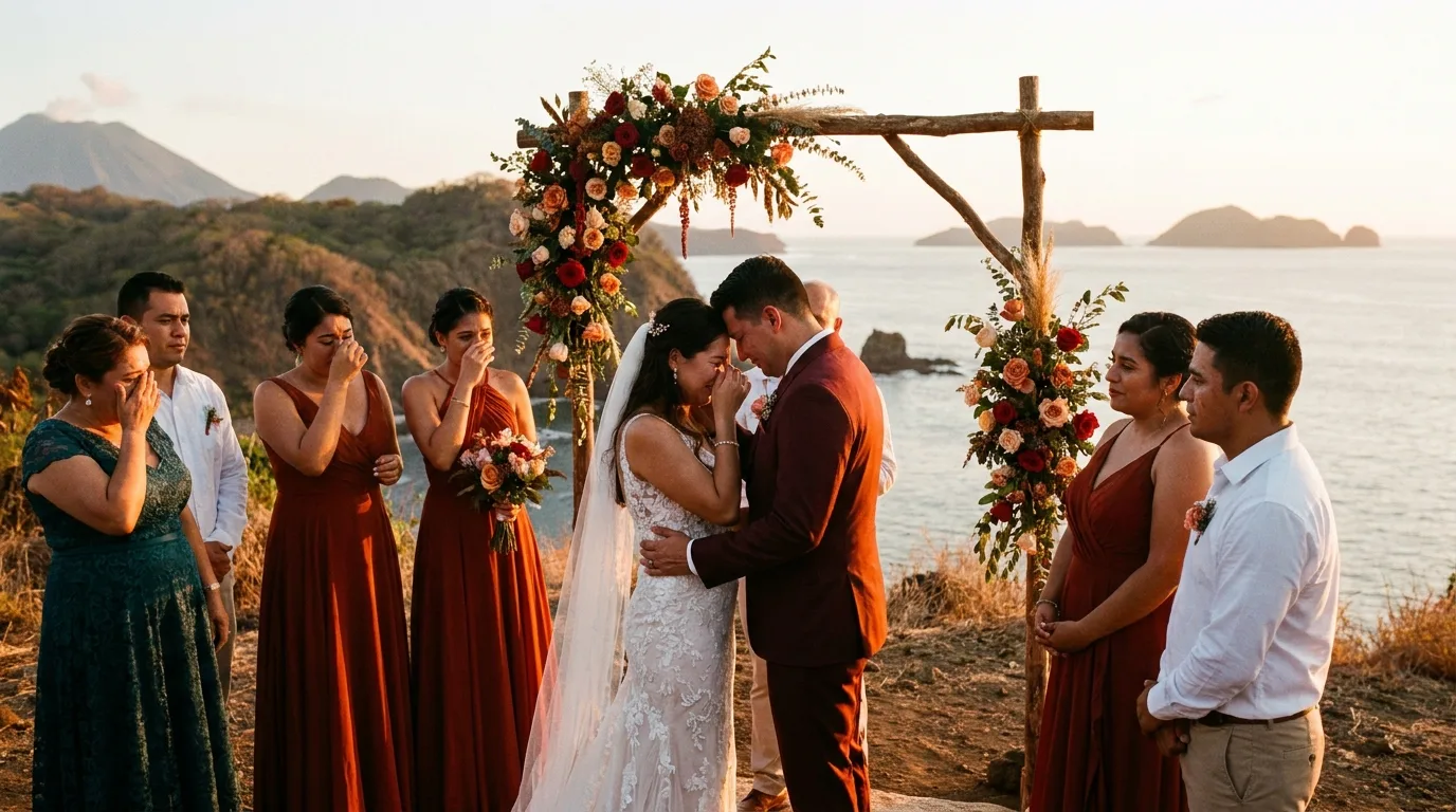 boda íntima al atardecer en El Salvador
