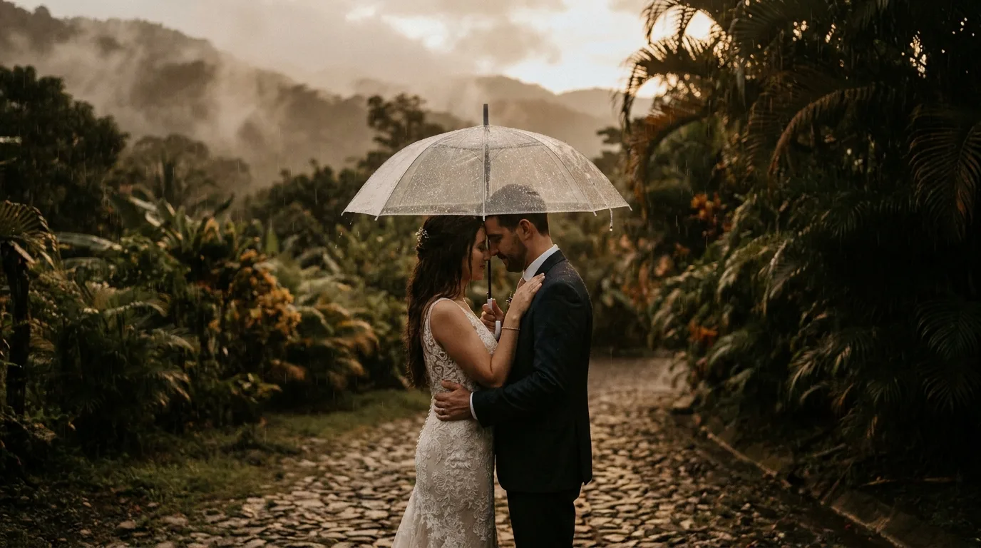 Boda en temporada de lluvia en El Salvador