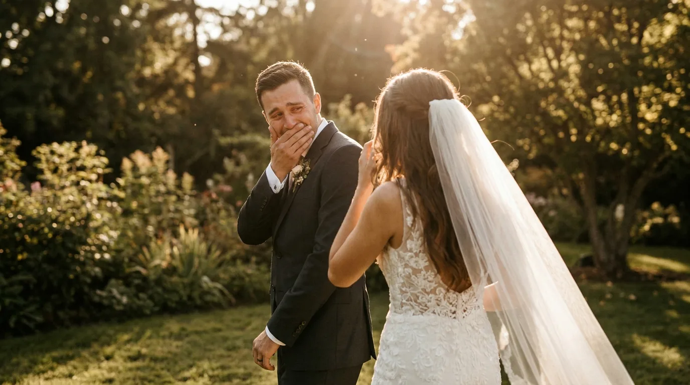 Momento del first look en una boda
