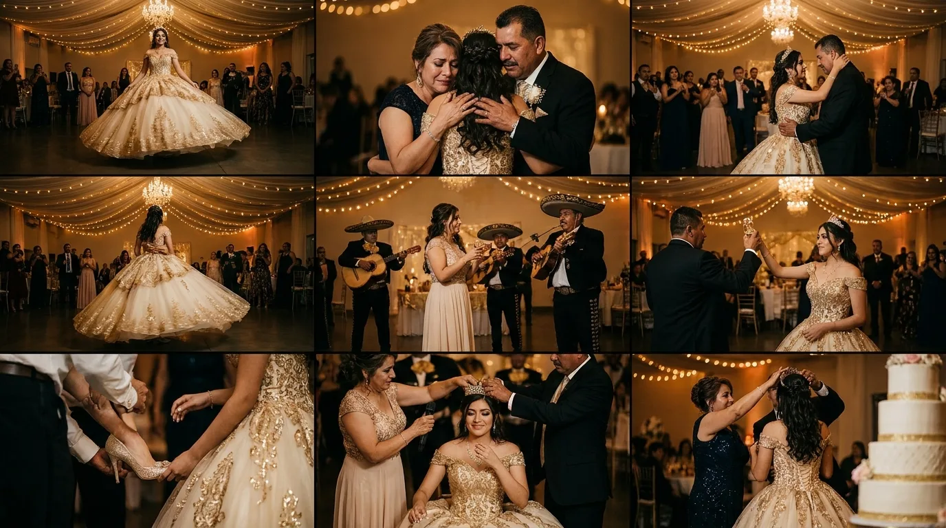 Momentos clave del video de XV años