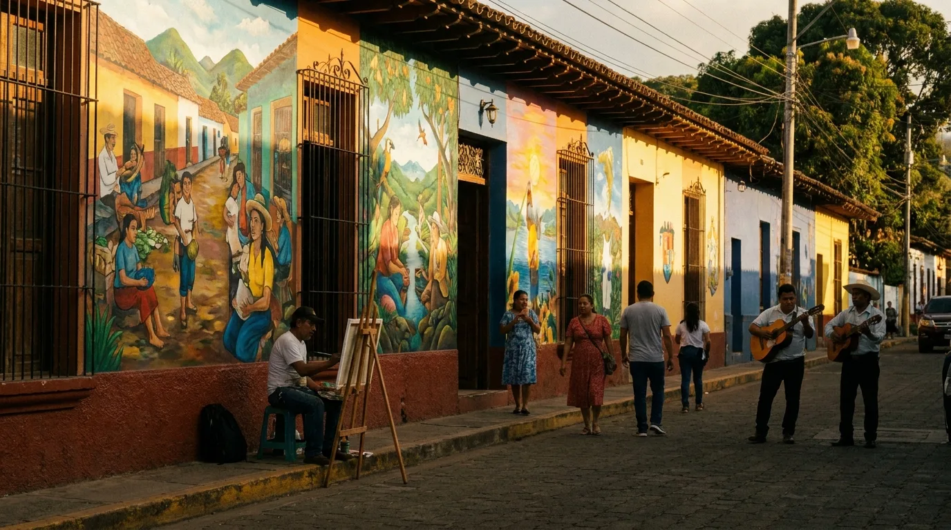 Sesión de fotos entre murales de Ataco